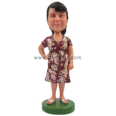  Personalized Custom Casual Female Bobblehead - Gift For Mom Item:13907
