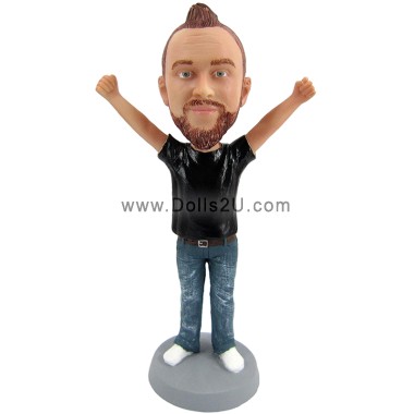 Custom Male With Both Arms In The Air Bobblehead Item:13033