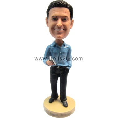  Casual Executive With Smart Phone Bobblehead