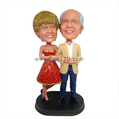 (image for) Custom Bobbleheads Couple in Suit and Dress Anniversary Gift