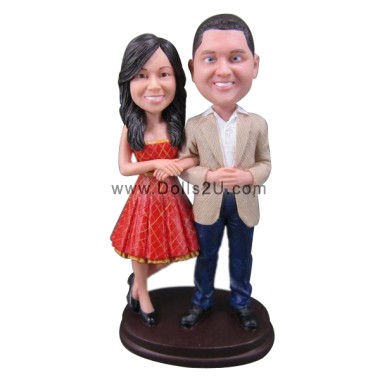 (image for) Custom Bobbleheads Couple in Suit and Dress Anniversary Gift