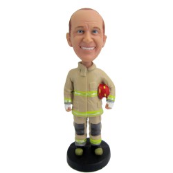  Custom Poly Resin Male Fireman Firefighter Bobblehead Gift