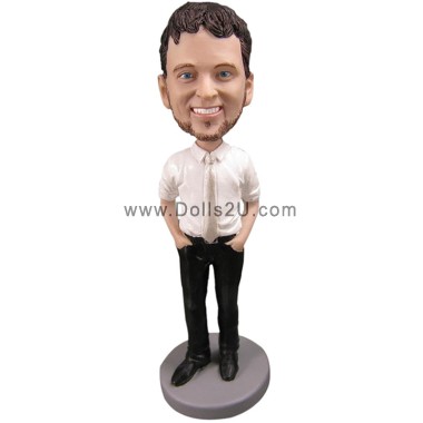  Custom Business Male Wearing A Shirt With A Tie Bobblehead Item:13038