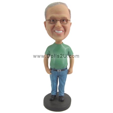  Custom Dad In T-shirt And Jeans Bobblehead Item:52236