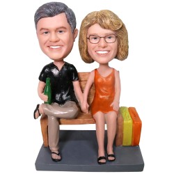  Custom Bobbleheads Couple Sit On The Chair Anniversary Gift