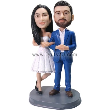 (image for) Custom Bobbleheads Couple In Suit And Dress Anniversary Gift