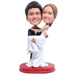 Bridegroom Holds the Bride Wedding Custom Bobbleheads
