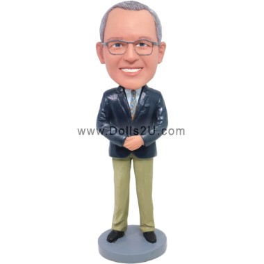  Custom Male Boss With Hands Clasped In Front Bobblehead Item:45552