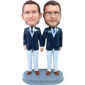 (image for) custom gay with tie wedding bobbleheads cake topper