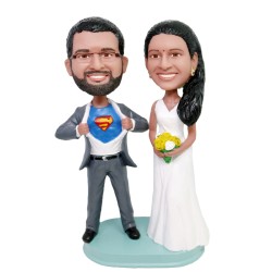 (image for) Custom Bobbleheads SuperHero Wedding Cake Topper