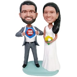  Custom Bobbleheads SuperHero Wedding Cake Topper