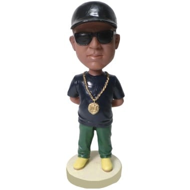 (image for) Custom Hip Hop Bobblehead – Personalized Rapper Figurine With Gold Chain Item:510187