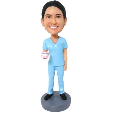 (image for) Personalized Bobblehead Female Dentist With Dentures - Dentist Gift Ideas