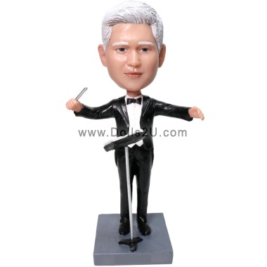 Custom Professional Musicians Bobbleheads Male Music Conductor In A Black Tuxedo Custom Figure Bobblehead