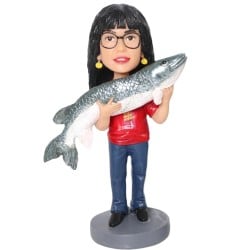 (image for) Custom Female Fishing Bobblehead – Personalized Bobblehead for Women Who Love Fishing
