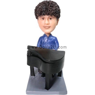  Custom Male Playing Piano / Male Pianist Bobblehead Item:11331