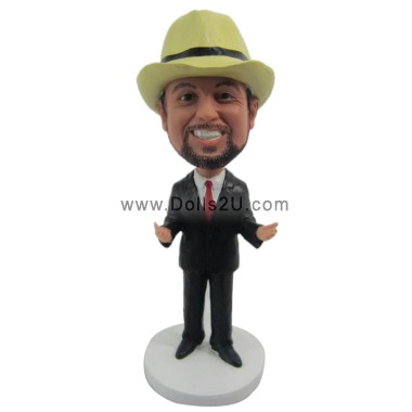  Custom Bobblehead Humorous Businessman Dressed In Suit With Arms Raised Item:10065