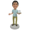 Custom Bobblehead Male With Birthday Cake