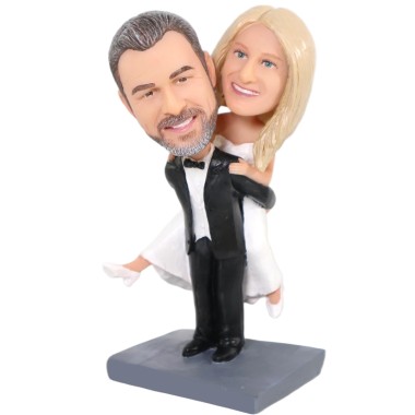 (image for) Custom Wedding Bobbleheads Cake Topper Groom Carrying Bride Anniversary Gift