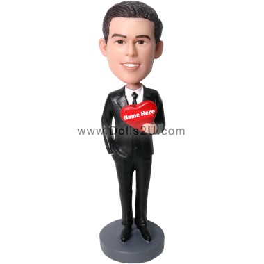  Custom Bobblehead Man Holding A Love Heart Item:48914