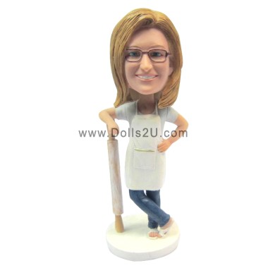 (image for) Custom Female Bker With A Rolling Pin Bobblehead