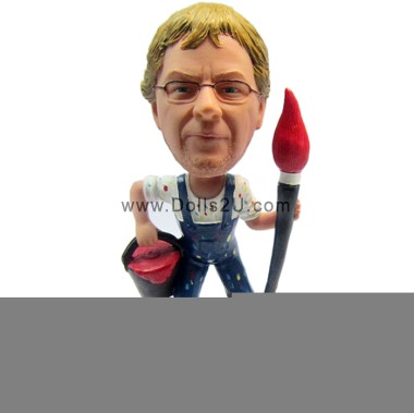  Custom Bobblehead Male Oil Painting Artist Figurine