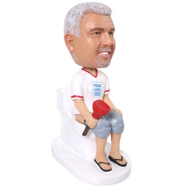 (image for) Custom Funny Bobbleheads Man on Toilet Holding A Toilet Plunger