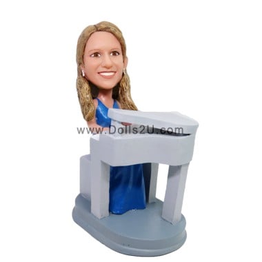  Custom Female Playing Piano / Female Pianist Bobblehead Item:13963