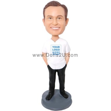 (image for) Custom Male In Baseball Jersey Any Team Logo Bobblehead