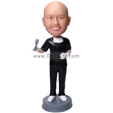 (image for) Personalized Male Dentist With Extracted Tooth Bobblehead Gift