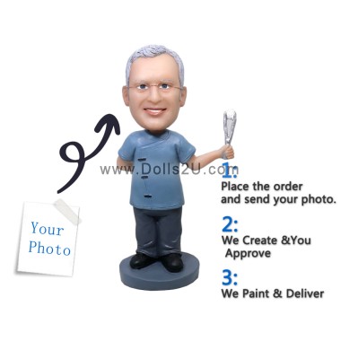 (image for) Male Dentist With Tooth Custom Bobblehead Gift