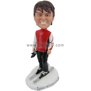 (image for) Custom Male Skier Bobblehead Gift For Skier