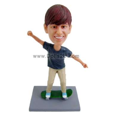 (image for) Custom Skater Boy Riding Skateboard Bobblehead