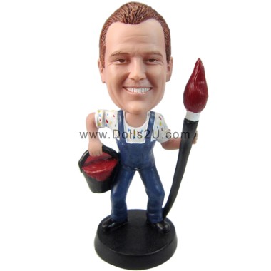  Custom Bobblehead Male Oil Painting Artist Figurine