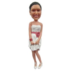 Custom Girl Bobblehead In White Dress
