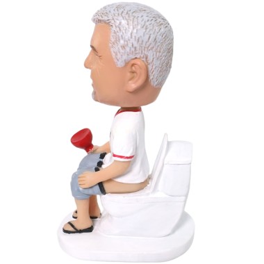 (image for) Custom Funny Bobbleheads Man on Toilet Holding A Toilet Plunger