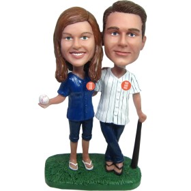 (image for) Custom Bobbleheads For Couple Baseball Fans Any Team Jerseys And Logos