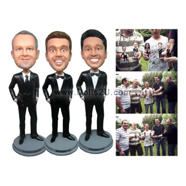  Custom Bobbleheads Groomsmen Wearing Suit And Bowtie