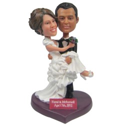 Bridegroom Holds The Bride Custom Wedding Bobbleheads