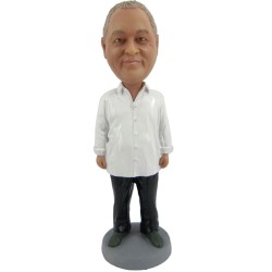 Custom Father Bobbleheads Old Man In Shirt, Unique Father's Day Gifts, Boss's Day Gifts