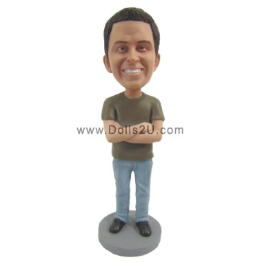 Custom Casual Male With Arms Crossed Bobbleheads Gifts Sculpted from Your Photos