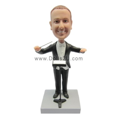 (image for) Custom Professional Musicians Bobbleheads Male Music Conductor In A Black Tuxedo Custom Figure Bobblehead