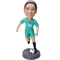 Female Soccer Player Dribbling Bobblehead