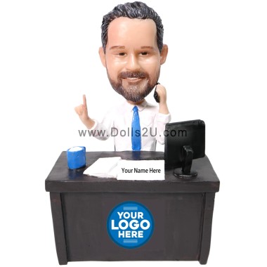  Best Boss's Day Gift: Custom Bobblehead Boss Behind The Desk On Phone Call Item:45221