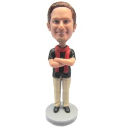 (image for) Custom Bobblehead Casual Man In Scarf With Engraved Text