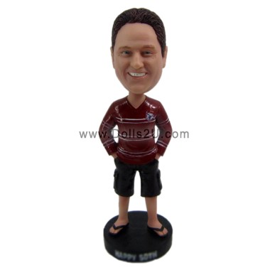 (image for) Custom Casual Male In Shorts With Hands In Pockets Bobblehead