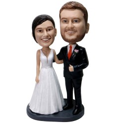 (image for) Personalized Wedding Bobbleheads Cake Topper Gift