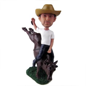 (image for) Cowboy Riding Bull Bobblehead