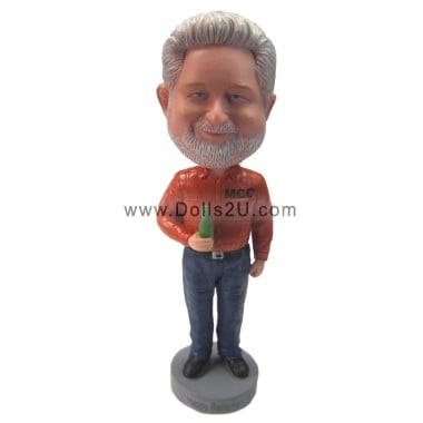  Custom Dad In Shirt Holding A Bottle Of Beer Bobblehead Item:451240