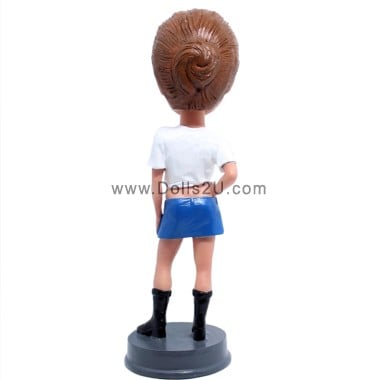  Casual Lady Wearing T-shirt And Short Skirt Custom Bobblehead